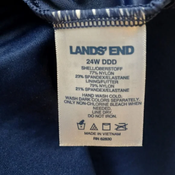 LAND'S END Square Neck Tankini Top Women's 24W DDD Navy Blue Underwire Padded - Picture 8 of 8